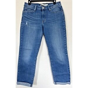 Levi's Jeans Mid Rise Skinny Women Size 10 Blue Denim Red Tab Cropped Distressed